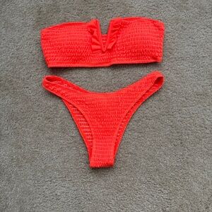 SHEIN Orange Textured Bikini Set